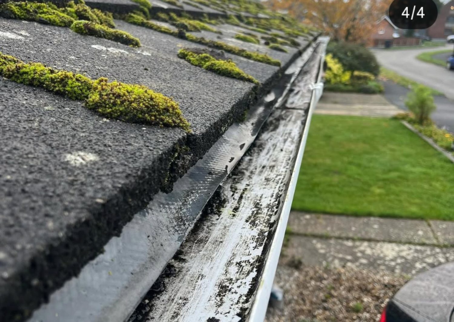 Gutter line after being cleared