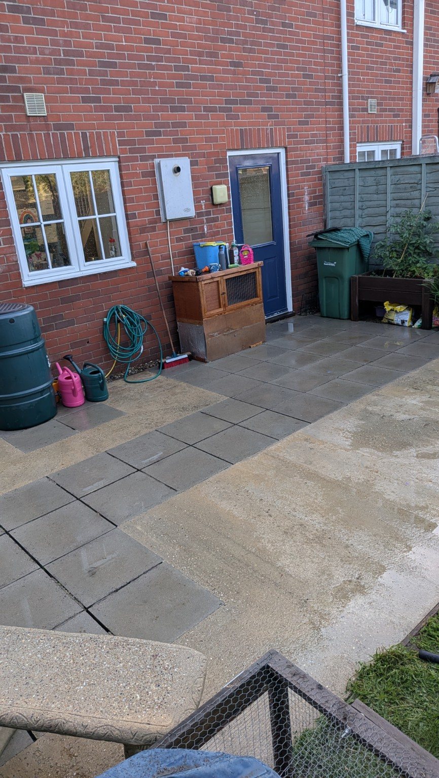 Patio after pressure washing