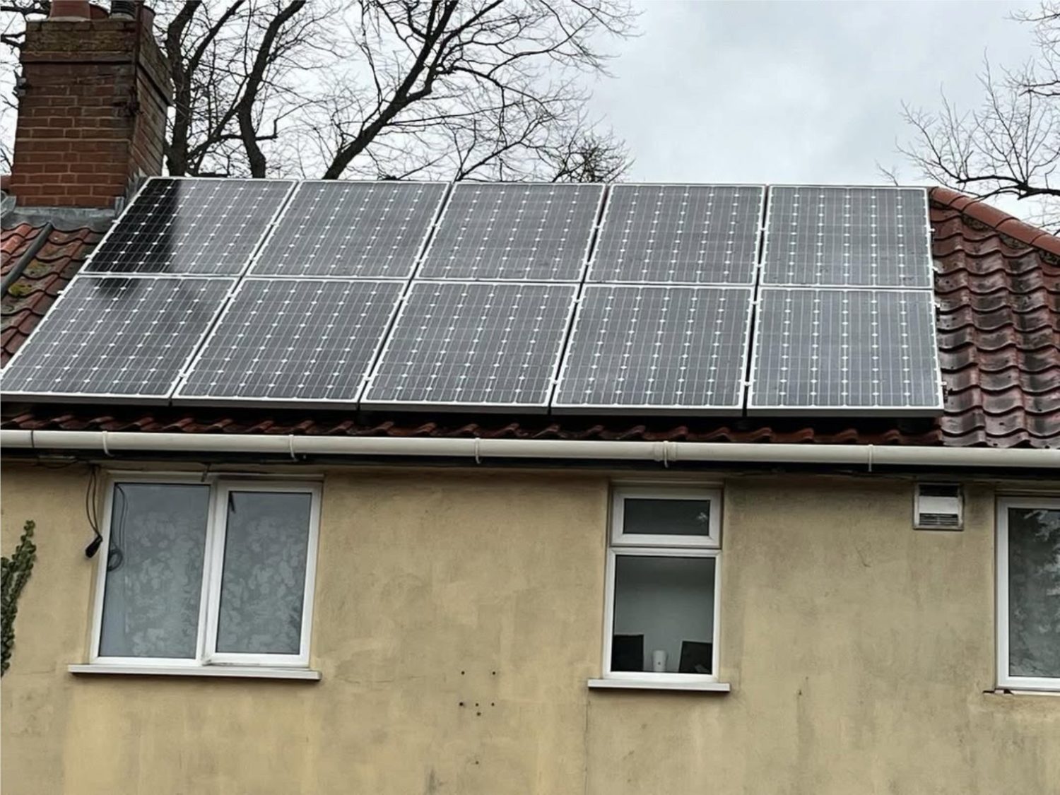Solar panels after cleaning in Suffolk