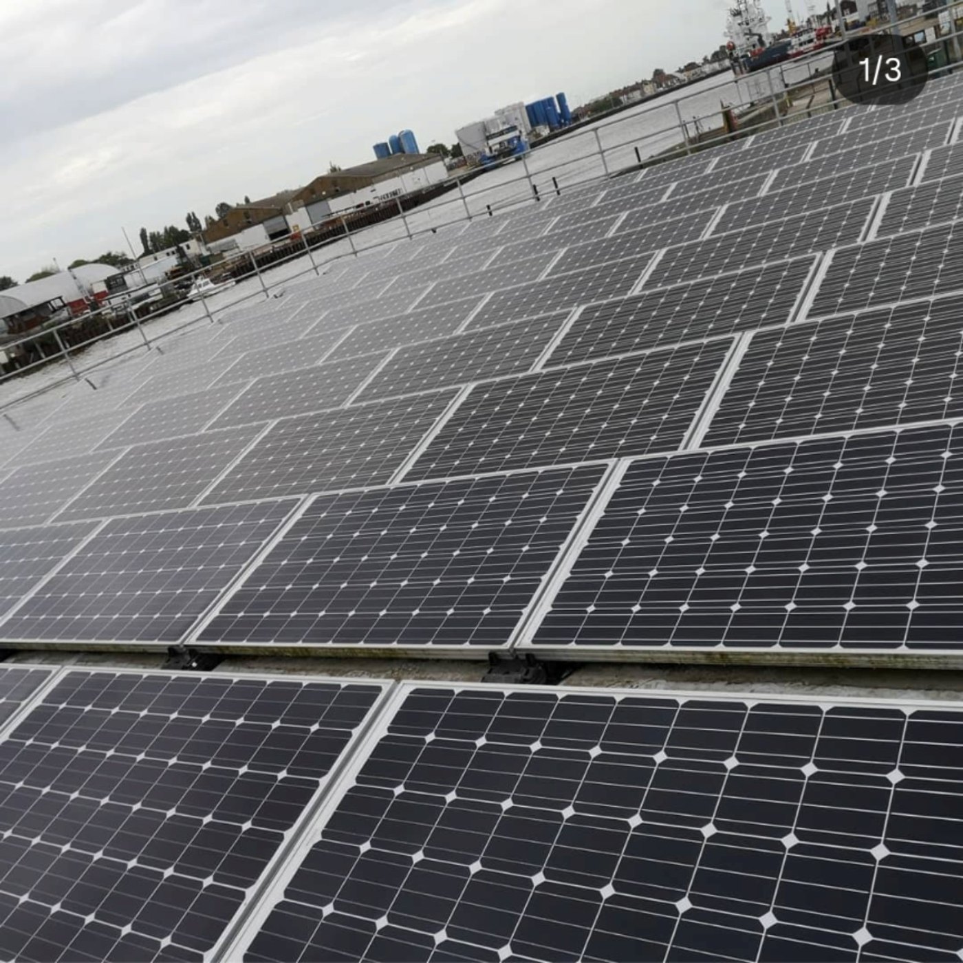 Large commercial solar panel cleaning work
